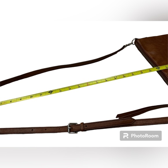 FOSSIL Carmel Brown Leather Crossbody Distressed GUC Square Organizer Bag - Picture 8 of 10